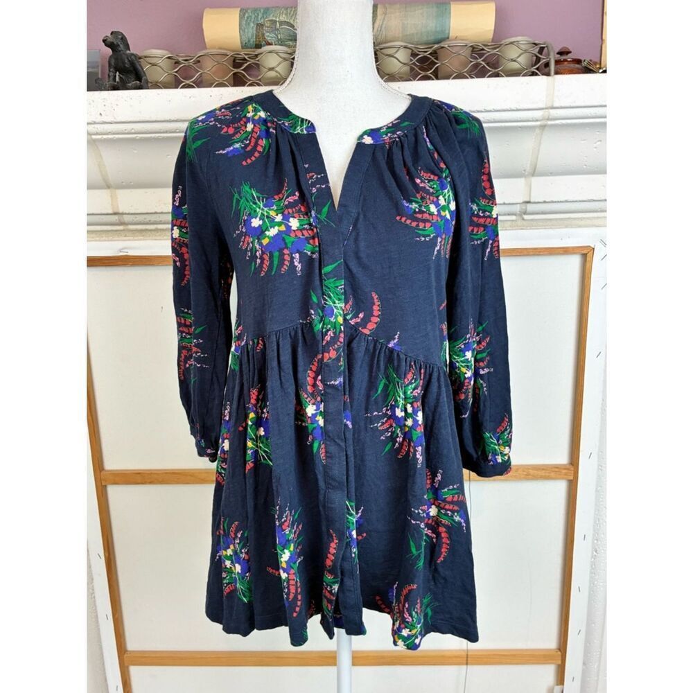 Anthropologie Maeve Floral Button-Front Empire Waist Mini Dress